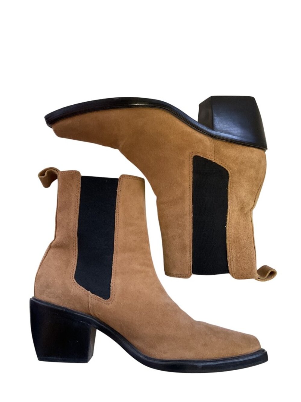 Matisse George Tan Suede Ankle Boots With Block Heel Pull-On Style Size 9.5M